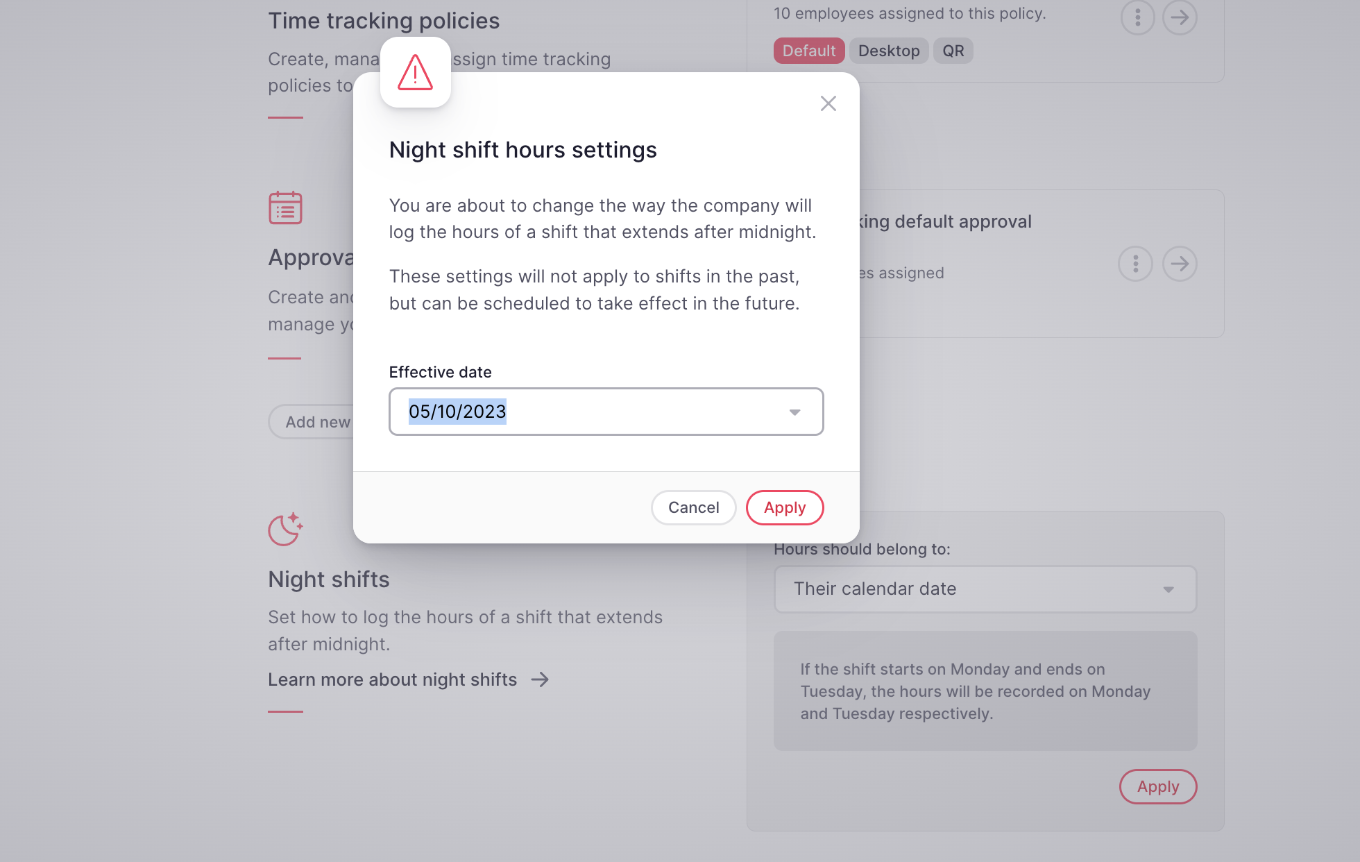 Factorial — How to manage overnight shifts